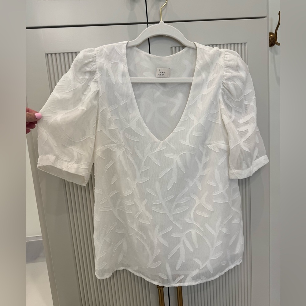 A New Day White Sheer Blouse